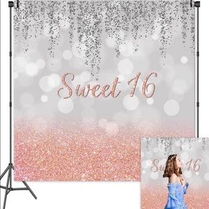 Rose Gold and Glitter photo backdrop